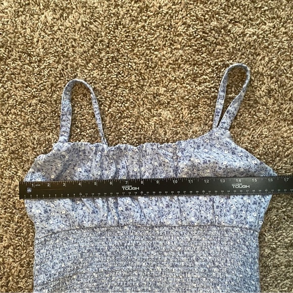 Abercrombie & Fitch Blue Floral Smocked Mini Summer Dress Sz Large - Picture 10 of 11